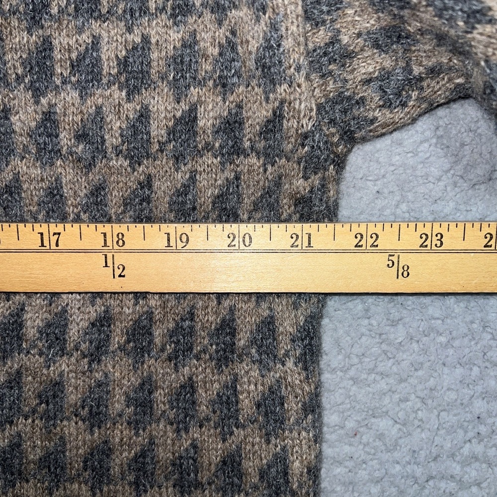 VTG Mountain Express Sweater Men's Sz M Beige Houndstooth Pure Wool Grandpacore - Picture 4 of 6